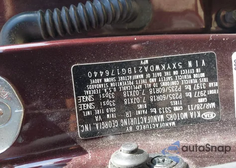 2011 Kia Sorento Sx V6 из США, поврежденный, VIN 5XYKWDA21BG176440